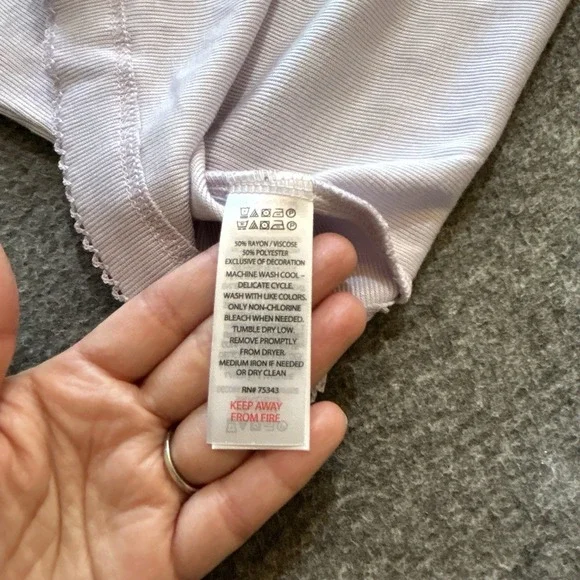 Joie Tank Top Women's L Lace Trim Ribbed Light Purple Coquette - Picture 7 of 9